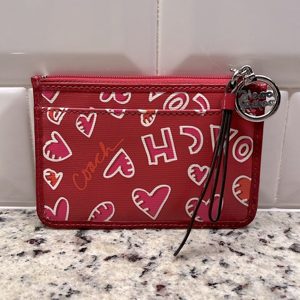 Coach Poppy Graffiti Hearts Card Holder EUC - Picture 6 of 9